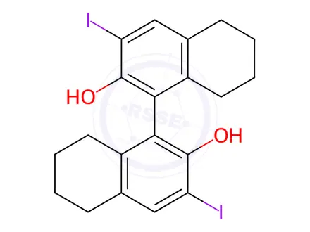 Chemical structure of (S)-5,5',6,6',7,7',8,8'-OCTAHYDRO-3,3'-DIIODO-[1,1'-BINAPHTHALENE]-2,2'-DIOL