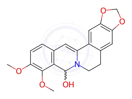 Chemical structure of 9,10-dimethoxy-5,8-dihydro-6H-[1,3]dioxolo[4,5-g]isoquinolino[3,2-a]isoquinolin-8-ol