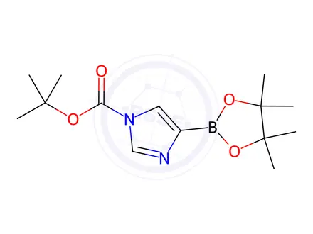 Chemical structure of tert-butyl 4-(4,4,5,5-tetramethyl-1,3,2-dioxaborolan-2-yl)-1H-imidazole-1-carboxylate