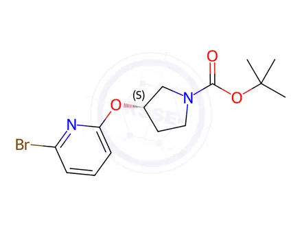 Chemical structure of (S)-tert-Butyl 3-((6-bromopyridin-2-yl)oxy)pyrrolidine-1-carboxylate