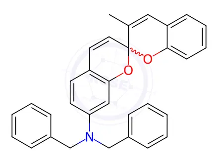 Chemical structure of N,N-dibenzyl-3'-methyl-2,2'-spirobi[2H-1-benzopyran]-7-amine