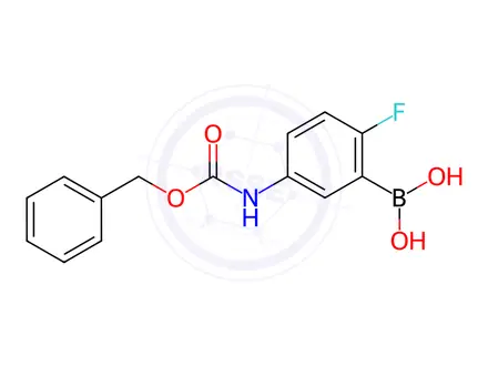Chemical structure of (5-(((Benzyloxy)carbonyl)amino)-2-fluorophenyl)boronic acid