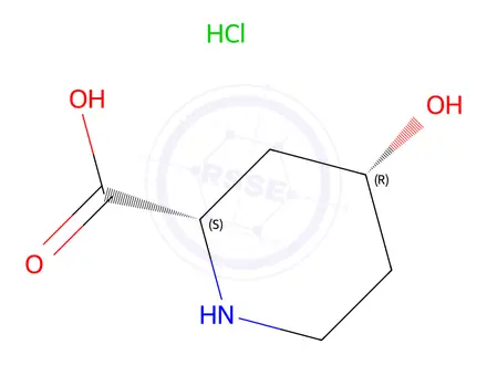 Chemical structure of (2S,4R)-4-Hydroxypiperidine-2-carboxylic Acid Hydrochloride