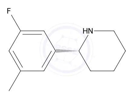 Chemical structure of (R)-2-(3-fluoro-5-methylphenyl)piperidine