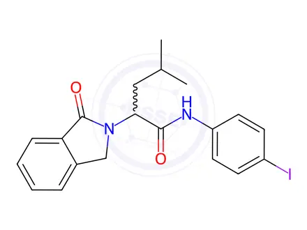 Chemical structure of N-(4-iodophenyl)-4-methyl-2-(1-oxoisoindolin-2-yl)pentanamide