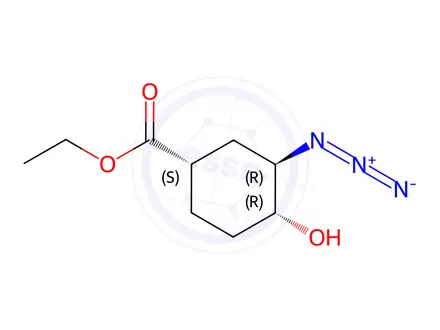 Chemical structure of Ethyl (1S,3R,4R)-3-azido-4-hydroxycyclohexane-1-carboxylate