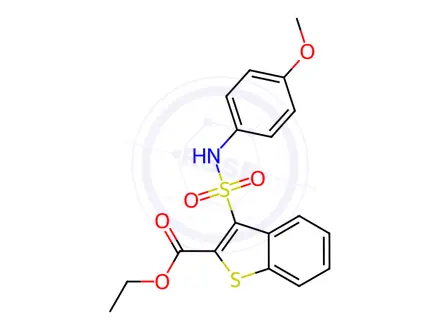 Chemical structure of Ethyl 3-(N-(4-methoxyphenyl)sulfamoyl)benzo[b]thiophene-2-carboxylate