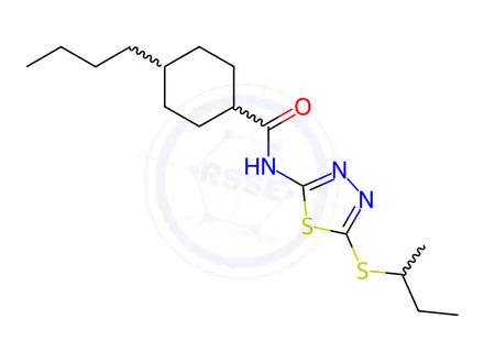 Chemical structure of 4-Butyl-N-(5-(sec-butylthio)-1,3,4-thiadiazol-2-yl)cyclohexane-1-carboxamide