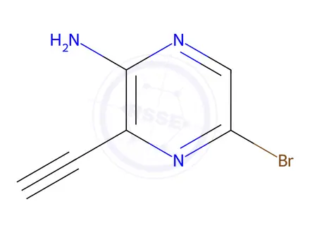 Chemical structure of 2-Amino-5-bromo-3-ethynylpyrazine