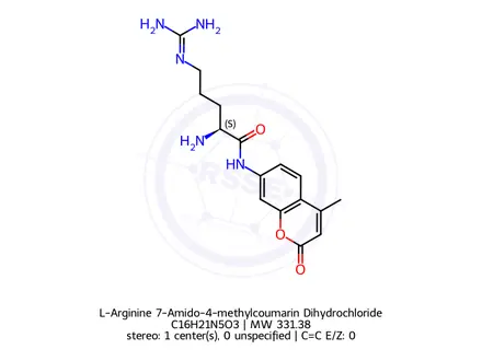 Chemical structure of L-Arginine 7-Amido-4-methylcoumarin Dihydrochloride