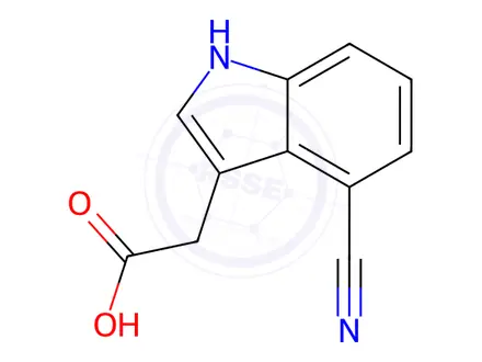 Chemical structure of 4-Cyanoindole-3-acetic Acid