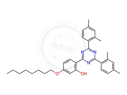 Chemical structure of 2-[4,6-Bis(2,4-dimethylphenyl)-1,3,5-triazin-2-yl]-5-(octyloxy)phenol