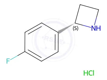Chemical structure of Azetidine, 2-(4-fluorophenyl)-, hydrochloride (1:1), (2S)-