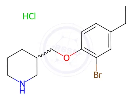 Chemical structure of 3-[(2-Bromo-4-ethylphenoxy)methyl]piperidine hydrochloride