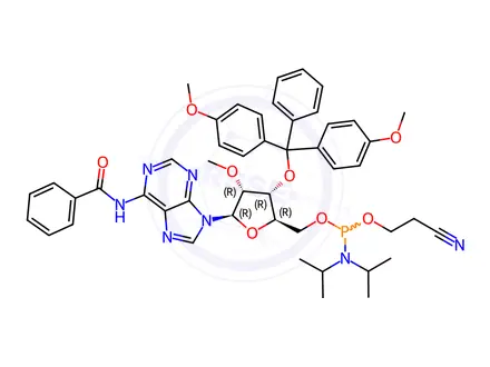 Chemical structure of Phosphoramidites Impurity 22 (3'DMT-2'OMe-A(Bz) CEP)