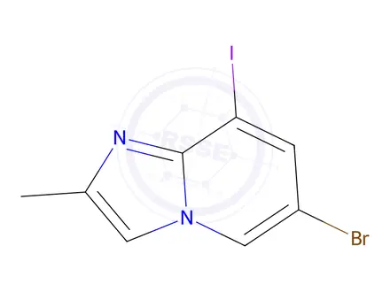 Chemical structure of 6-bromo-8-iodo-2-methyl-imidazo[1,2-a]pyridine