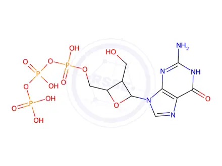 Chemical structure of oxetanocin guanosine triphosphate