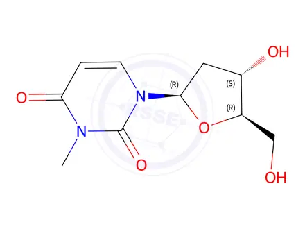 Chemical structure of 1-[(2R,4S,5R)-4-hydroxy-5-(hydroxymethyl)tetrahydrofuran-2-yl]-3-methyl-pyrimidine-2,4-dione