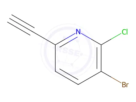 Chemical structure of 3-Bromo-2-chloro-6-ethynylpyridine