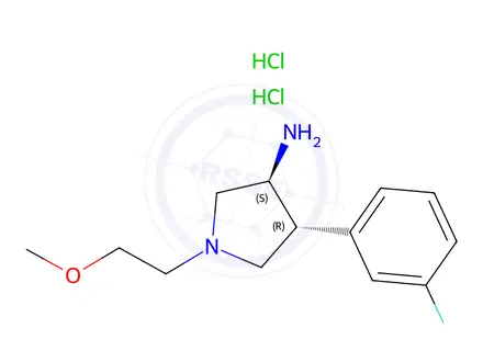 Chemical structure of (3S,4R)-4-(3-FLUOROPHENYL)-1-(2-METHOXYETHYL)PYRROLIDIN-3-AMINEDIHYDROCHLORIDE