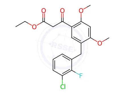 Chemical structure of Ethyl 3-(5-(3-chloro-2-fluorobenzyl)-2,4-dimethoxyphenyl)-3-oxopropanoate