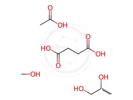 Chemical structure of acetic acid, methanol, propane-1,2-diol, succinic acid