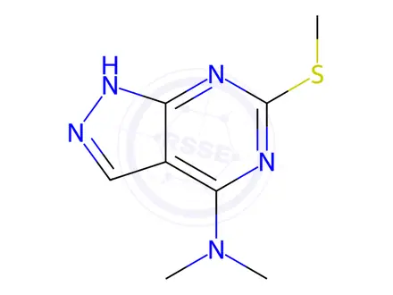 Chemical structure of N,N-Dimethyl-6-(methylthio)-1H-pyrazolo[3,4-d]pyrimidin-4-amine