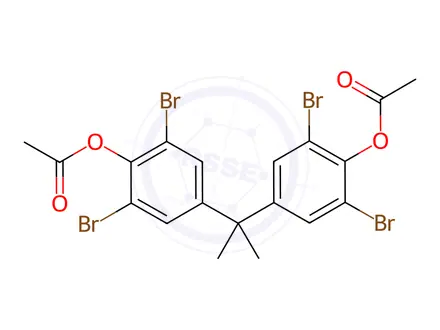 Chemical structure of 4,4'-isopropylidenebis[2,6-dibromophenyl] diacetate