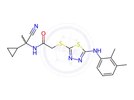 Chemical structure of N-(1-Cyano-1-cyclopropylethyl)-2-((5-((2,3-dimethylphenyl)amino)-1,3,4-thiadiazol-2-yl)thio)acetamide