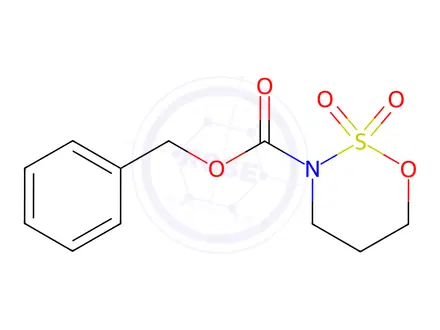 Chemical structure of 1,2,3-Oxathiazine-3(4H)-carboxylic acid, dihydro-, phenylmethyl ester, 2,2-dioxide