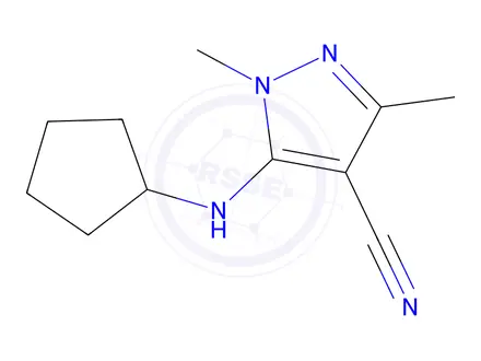 Chemical structure of 5-(Cyclopentylamino)-1,3-dimethyl-1h-pyrazole-4-carbonitrile
