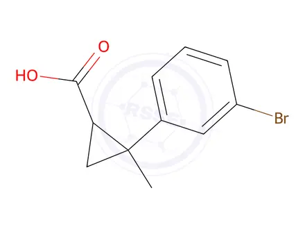 Chemical structure of 2-(3-bromophenyl)-2-methylcyclopropane-1-carboxylic acid