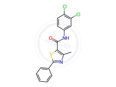 Chemical structure of N-(3,4-dichlorophenyl)-4-methyl-2-phenylthiazole-5-carboxamide