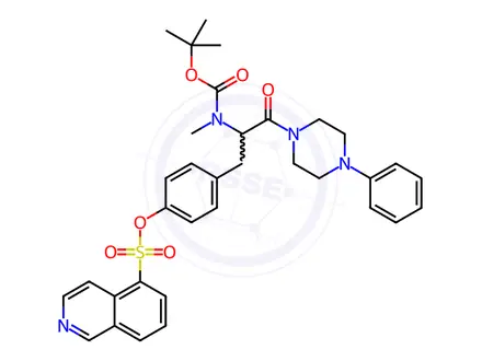Chemical structure of 1-[(S)-O-(5-Isoquinolinesulfonyl)-N-tert-boc-N-methyltyrosyl]-4-phenyl-piperazine