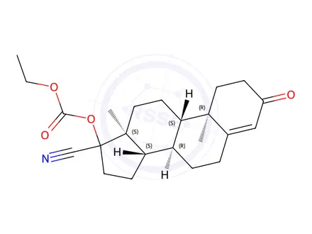 Chemical structure of 17-ethoxycarbonyloxy-3-oxoandrost-4-ene-17-carbonitrile