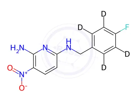 Chemical structure of 2-Amino-6-[(4-fluorobenzyl)-amino]-3-nitropyridine-d4
