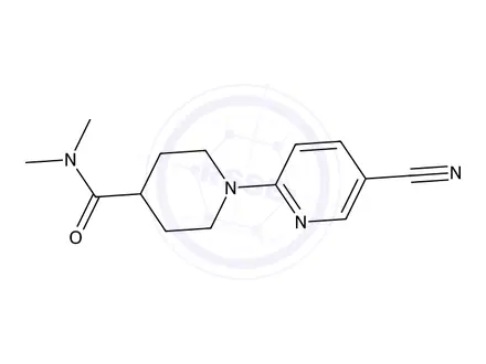 Chemical structure of 1-(5-Cyanopyridin-2-yl)-N,N-dimethylpiperidine-4-carboxamide