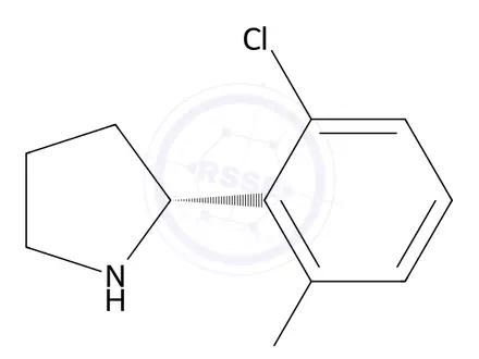Chemical structure of (R)-2-(2-chloro-6-fluorophenyl)pyrrolidine
