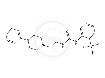 Chemical structure of 1-(2-(4-Phenylpiperazin-1-yl)ethyl)-3-(2-(trifluoromethyl)phenyl)urea