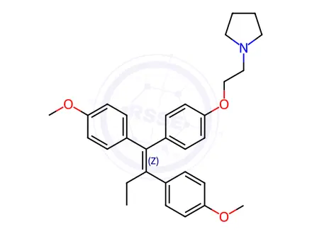 Chemical structure of 1-[2-[4-[1,2-Bis(4-methoxyphenyl)-1-butenyl]phenoxy]ethyl]pyrrolidine