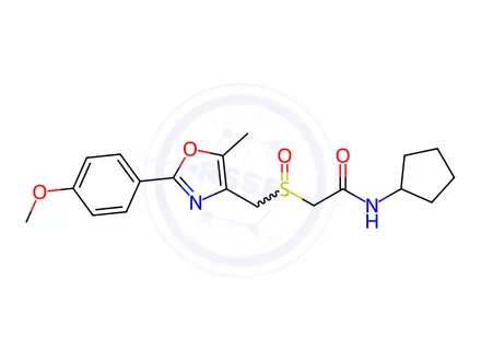 Chemical structure of Acetamide, N-cyclopentyl-2-[[[2-(4-methoxyphenyl)-5-methyl-4-oxazolyl]methyl]sulfinyl]-