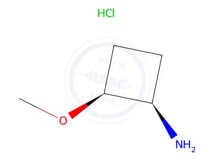 Chemical structure of (1R,2S)-2-methoxycyclobutan-1-amine hydrochloride