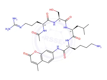 Chemical structure of Ac-Arg-Ser-Leu-Lys-AMC trifluoroacetate salt