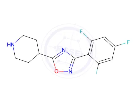 Chemical structure of 5-(Piperidin-4-yl)-3-(2,4,6-trifluorophenyl)-1,2,4-oxadiazole