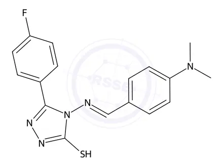 Chemical structure of 4-((4-(Dimethylamino)benzylidene)amino)-3-(4-fluorophenyl)-1H-1,2,4-triazole-5(4H)-thione