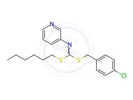 Chemical structure of (4-Chlorophenyl)methyl hexyl-3-pyridinylcarbonimidodithioate