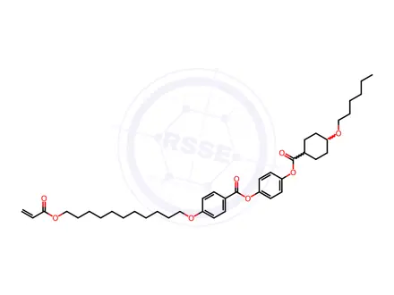 Chemical structure of 4-[[11-[(1-Oxo-2-propen-1-yl)oxy]undecyl]oxy]benzoic acid 4-[[[trans-4-(hexyloxy)cyclohexyl]carbonyl]oxy]phenyl ester