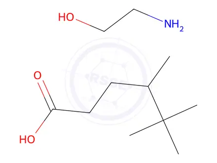 Chemical structure of 4,5,5-trimethylhexanoic acid, compound with 2-aminoethanol (1:1)