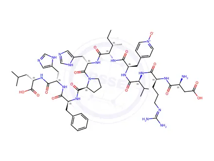 Chemical structure of angiotensin I, (beta-(4-pyridyl-1-oxide)-Ala(4))-
