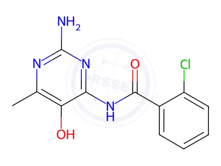 Chemical structure of N-(2-Amino-5-hydroxy-6-methylpyrimidin-4-yl)-2-chlorobenzamide